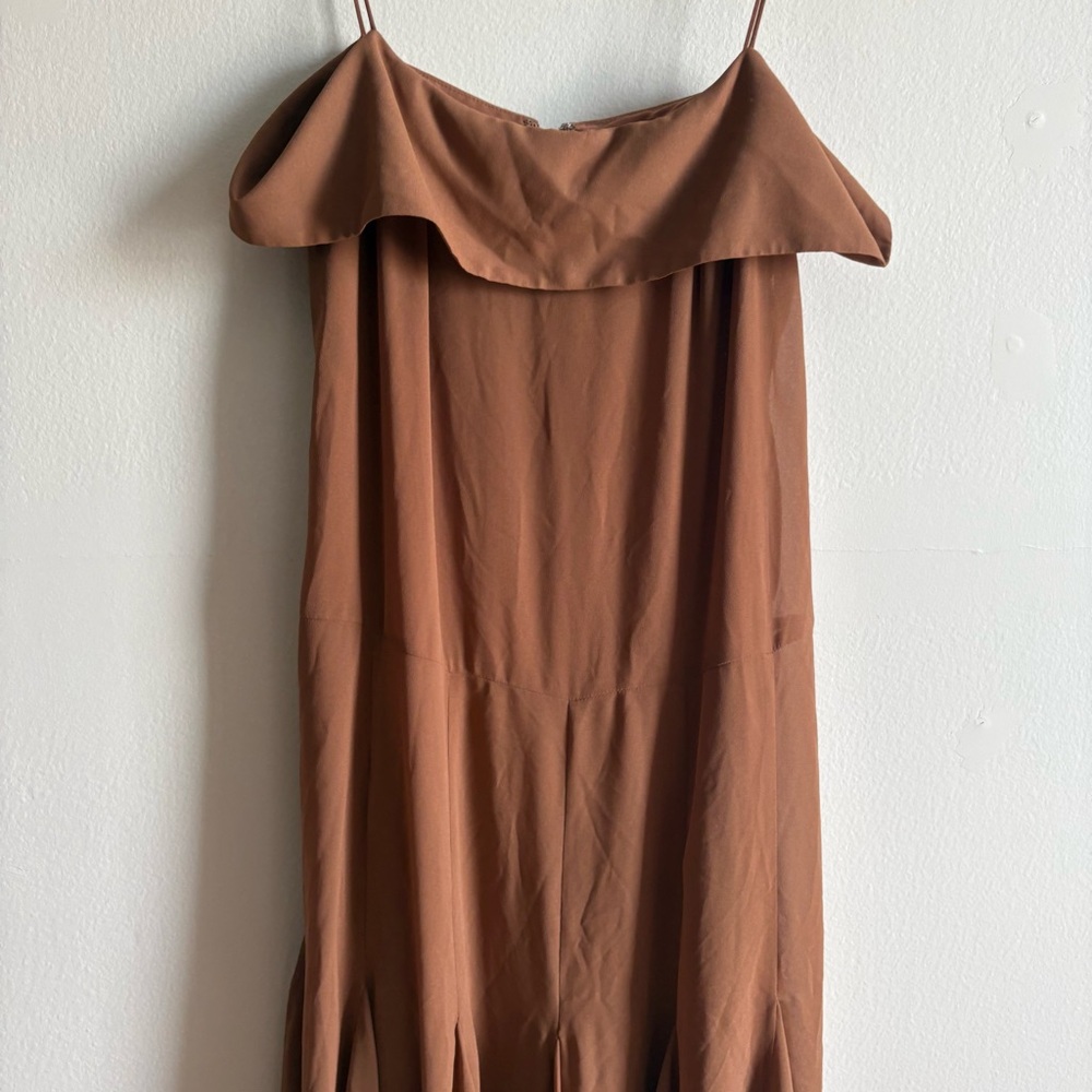 H&M Sz M Brown Flowy Minimalist Maxi Dress - Picture 7 of 12